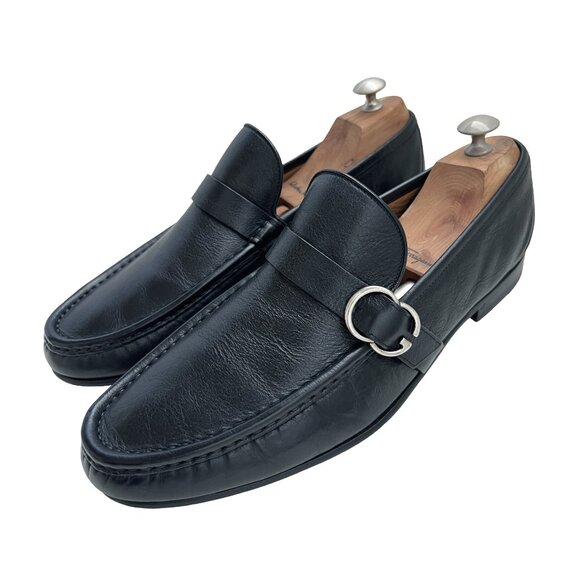 $1190 Gucci Mens GG Silver Horsebit Black Dress Shoes Bit Loafers UK 9.5 US 10.5 - Picture 6 of 11